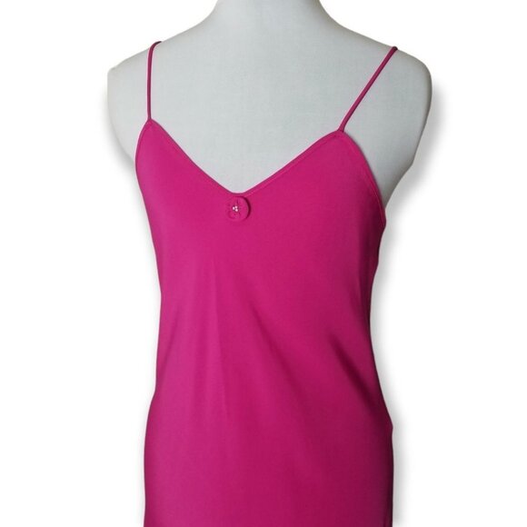 Vintage 70s 80s Christian Dior Pink Midi Slip Dress Flower Pearl On Chest - Picture 3 of 10